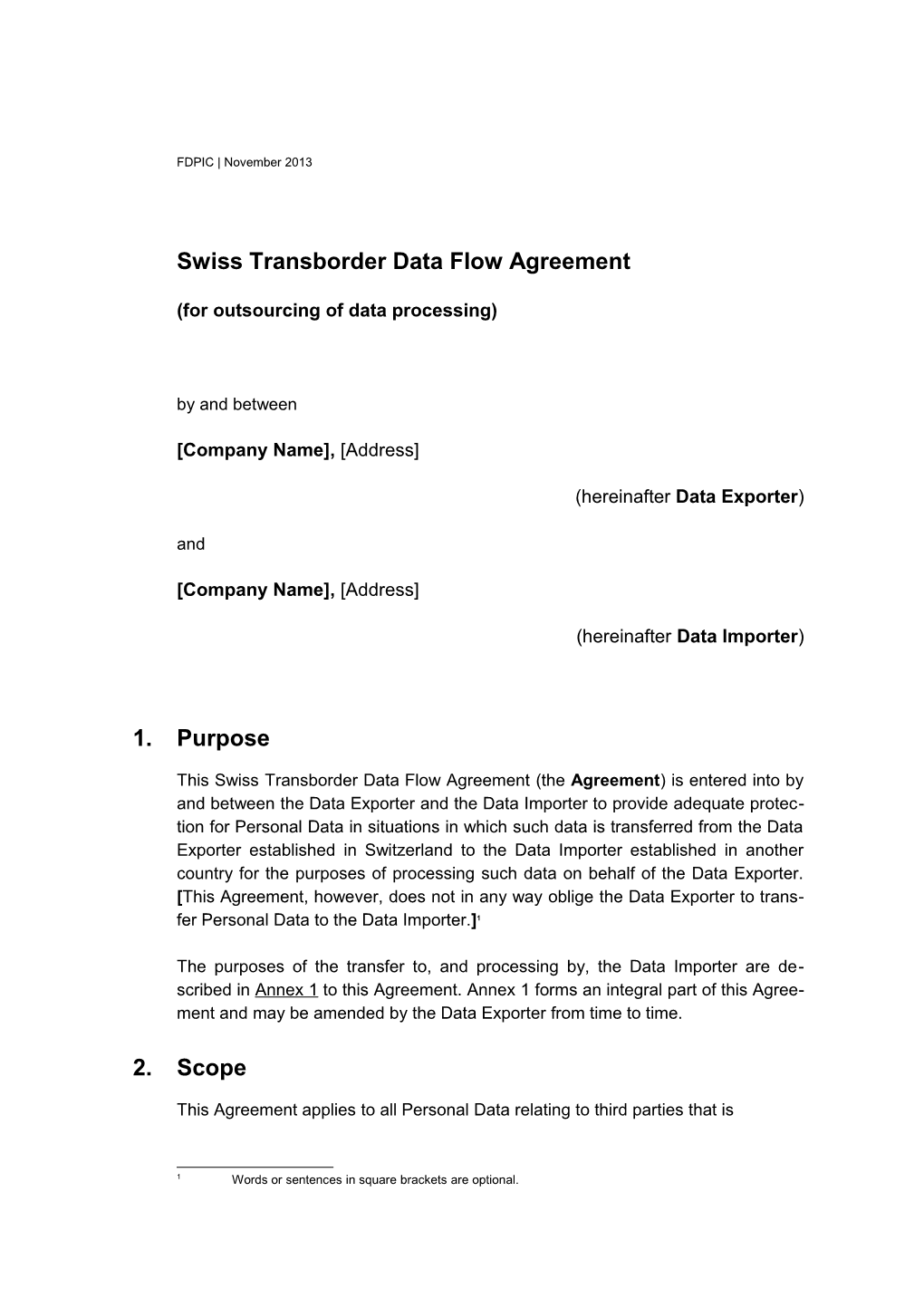 Swiss Transborder Data Flow Agreement
