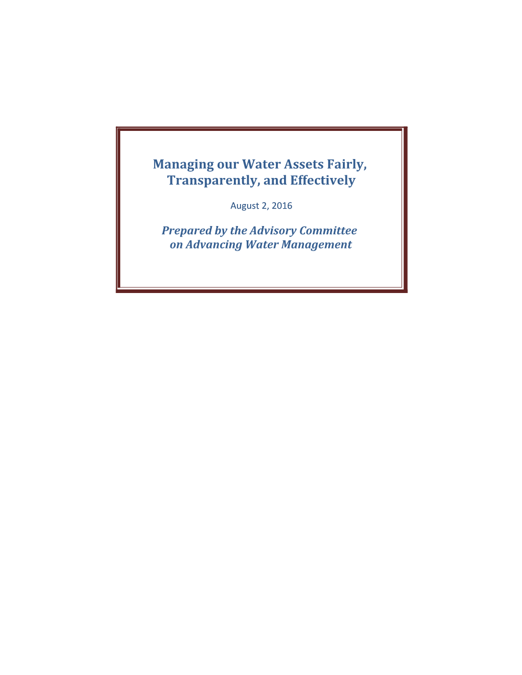 Committee Report on Stormwater