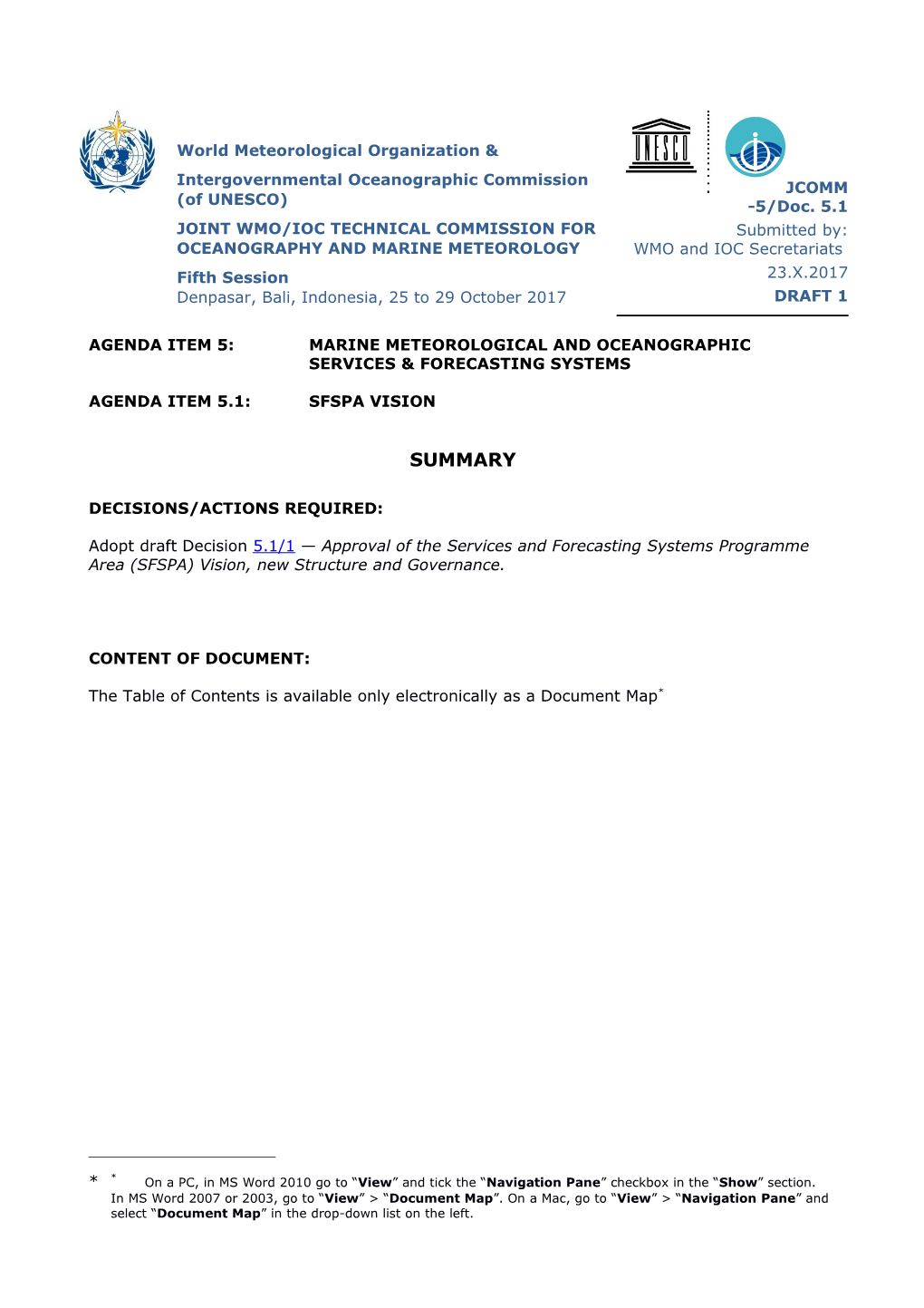 Agenda Item 5:Marine Meteorological and Oceanographic Services & Forecasting Systems