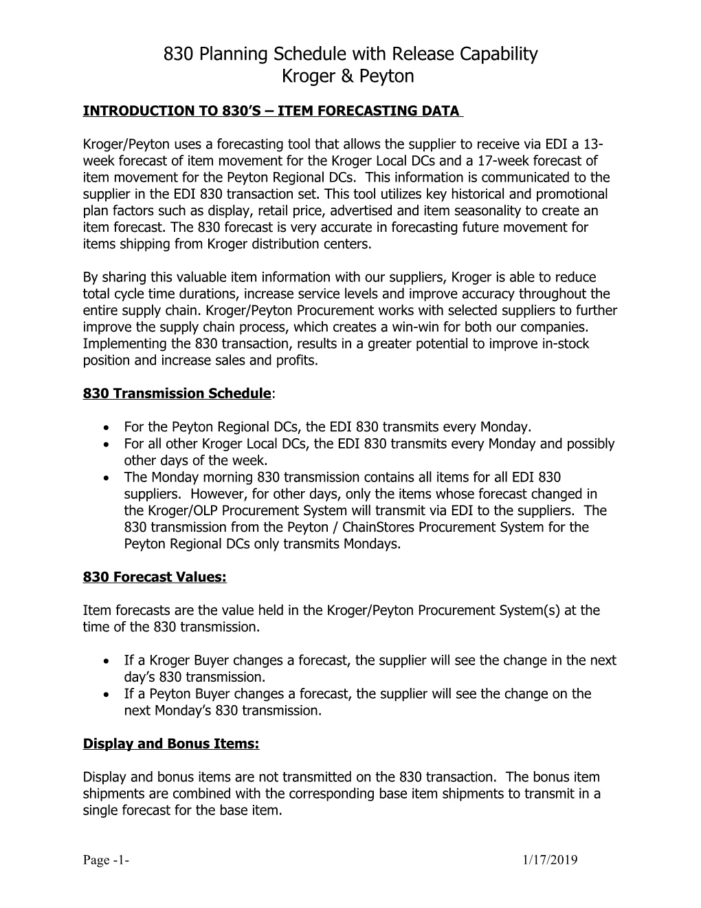 INTRODUCTION to 830 S Aka FORECASTING