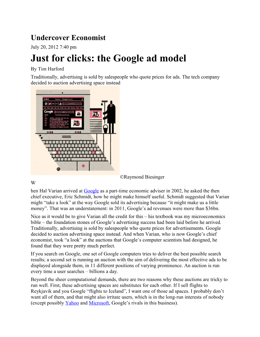 Just for Clicks: the Google Ad Model