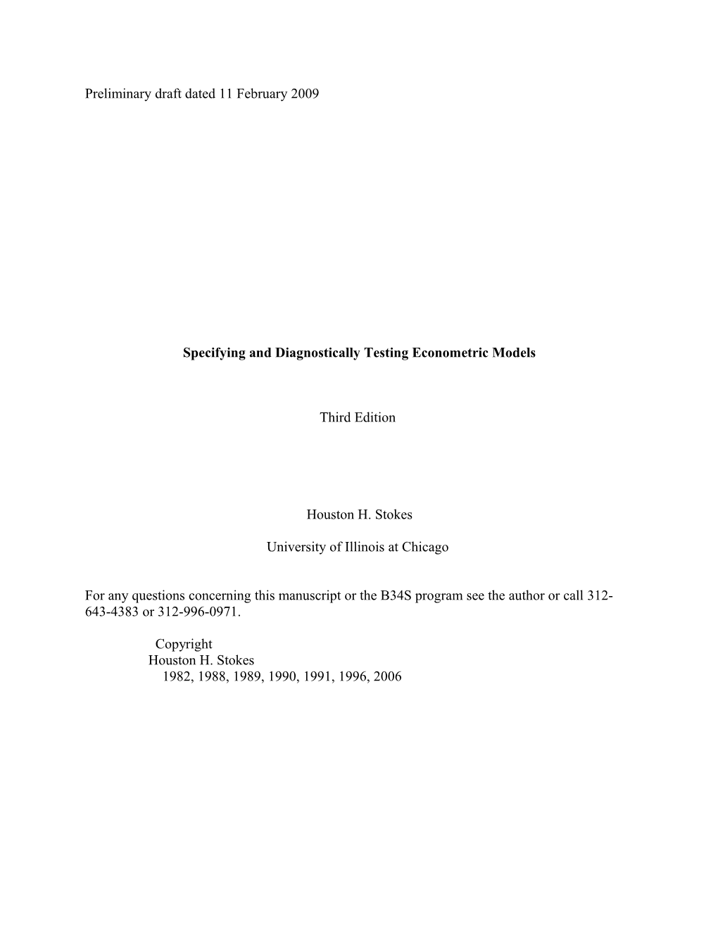 Specifying and Diagnostically Testing Econometric Models