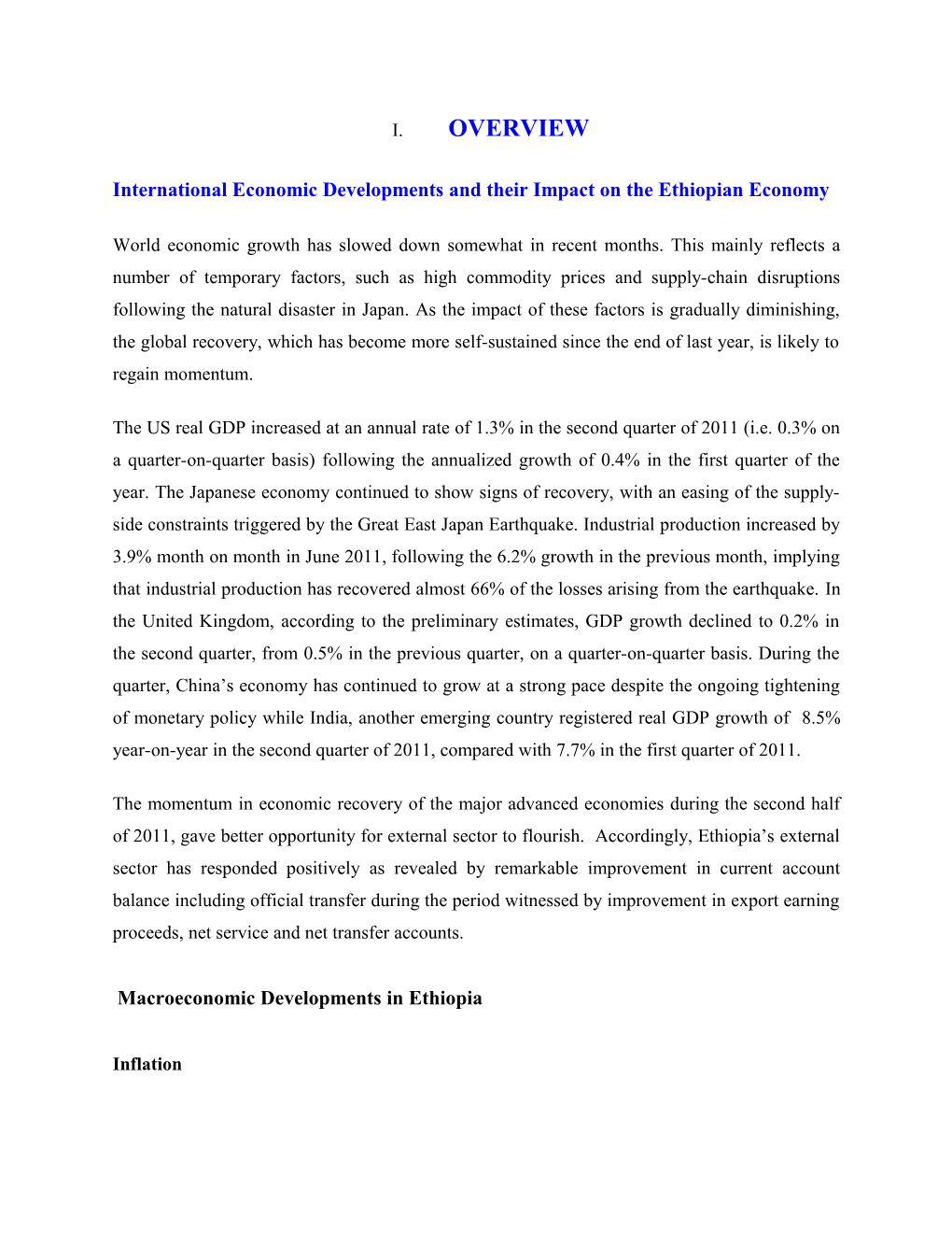 International Economic Developments and Their Impact on the Ethiopian Economy