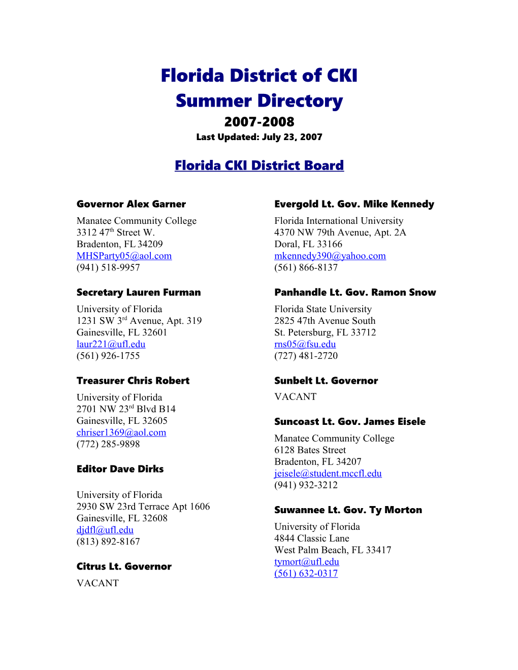 Florida District CKI Board