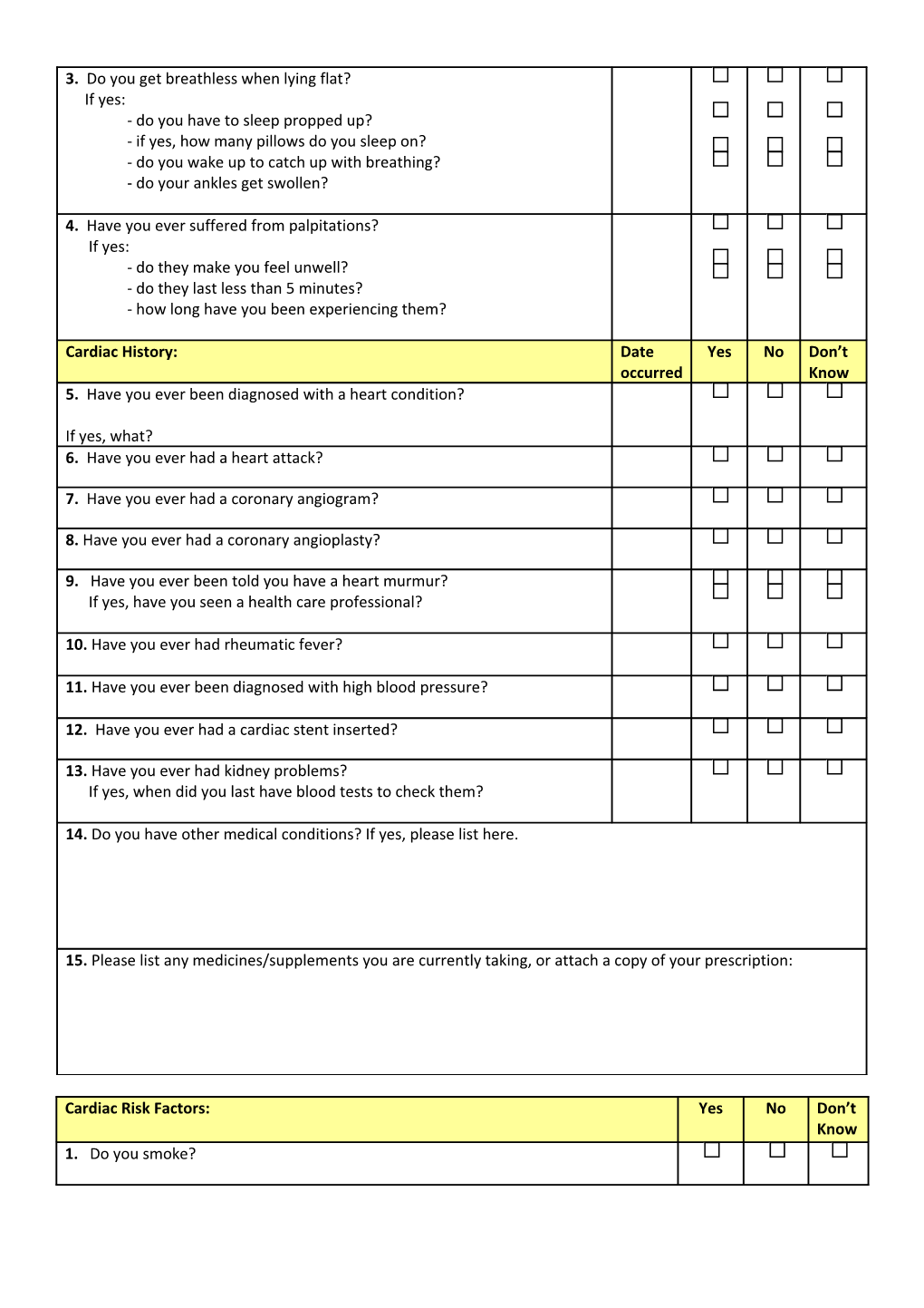 Cardiac Care Questionnaire