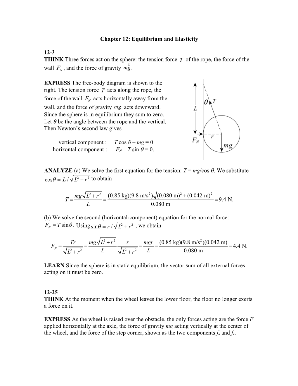 Chapter 12: Equilibrium and Elasticity