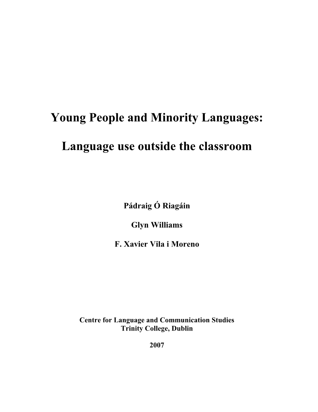 Young People and Minority Languages