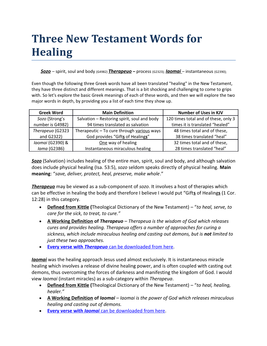 Three New Testament Words for Healing