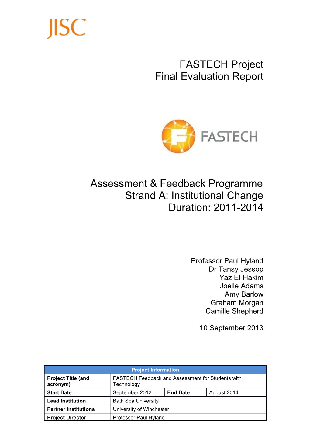 Assessment and Feedback Programme Final Evaluation Report Template
