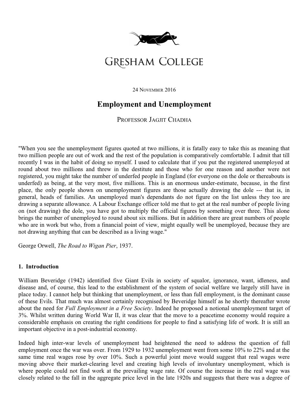 Employment and Unemployment