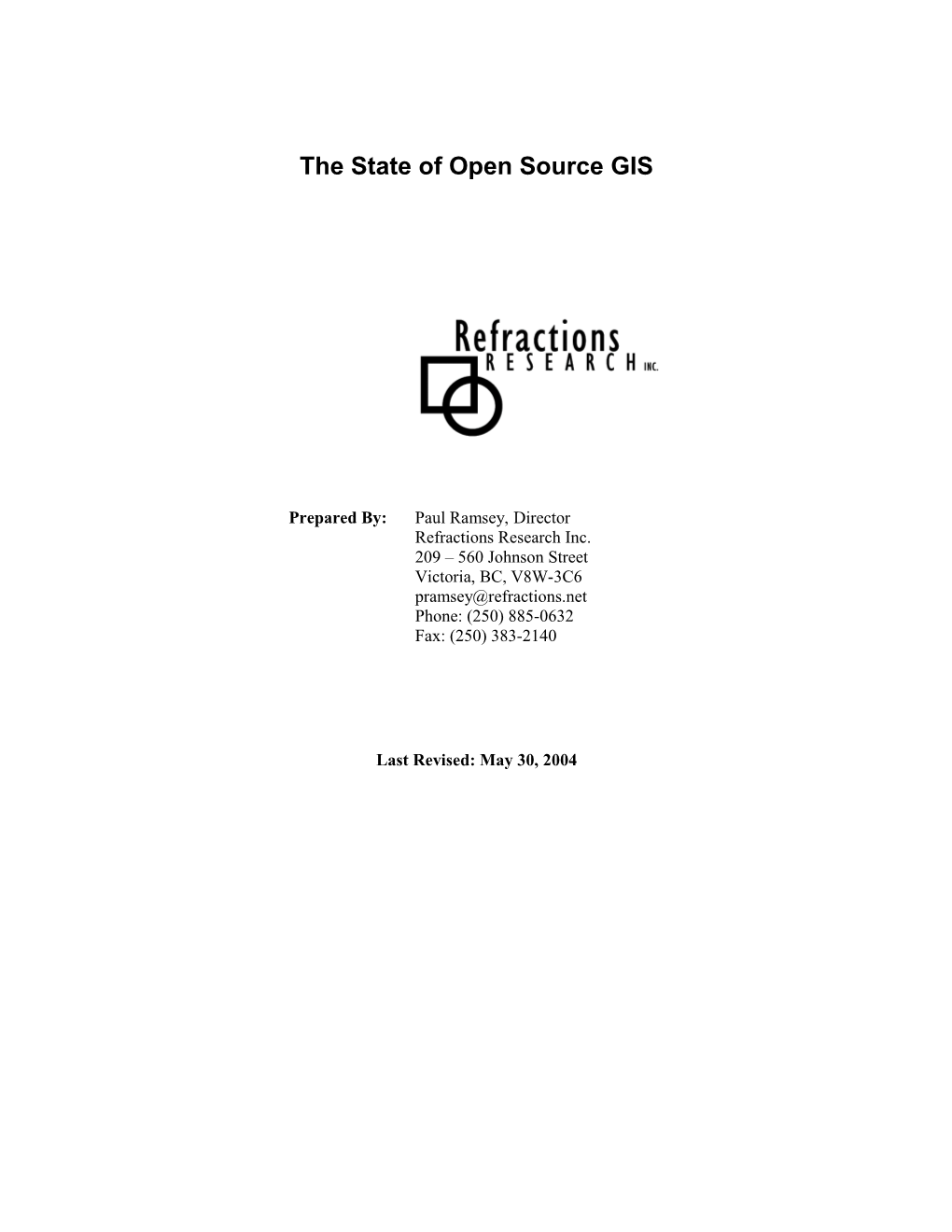 The State of Open Source GIS