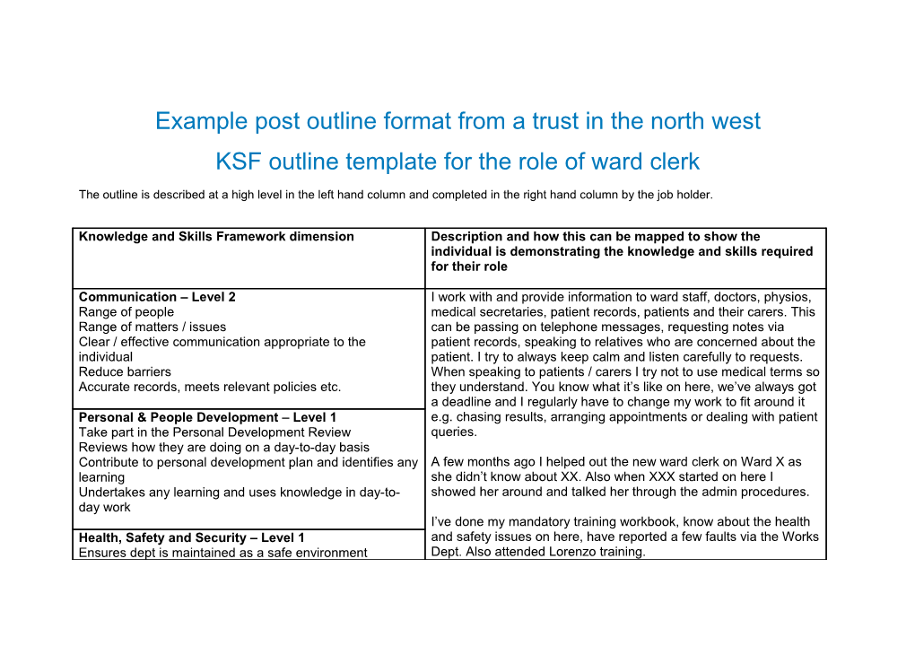 Example Post Outline - North West Trust