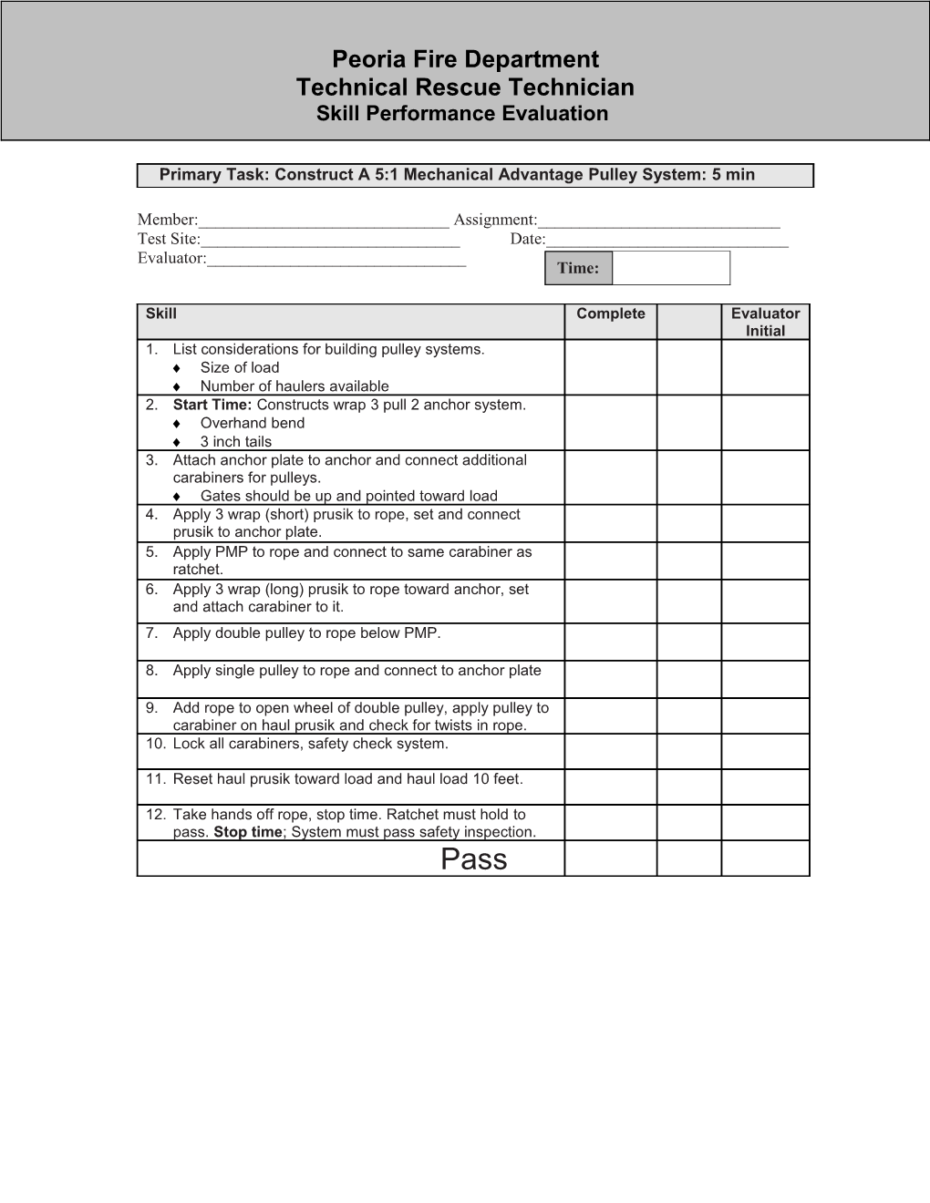 This Performance Evaluation Grade Sheet Is Designed to Establish Expectations for a Standard