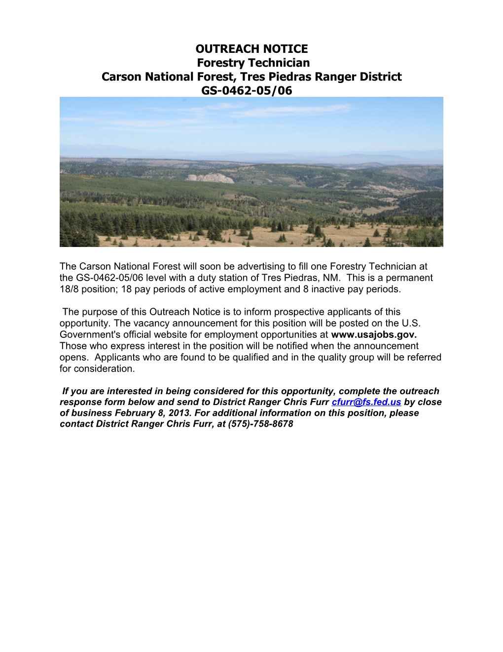 Carson National Forest, Tres Piedras Ranger District