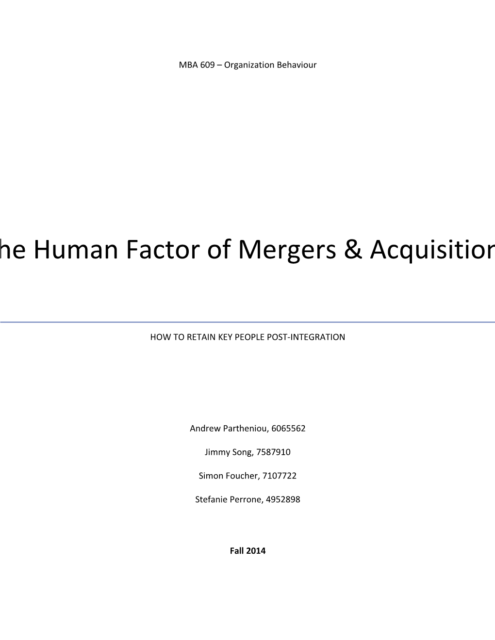 The Human Factor of Mergers & Acquisitions