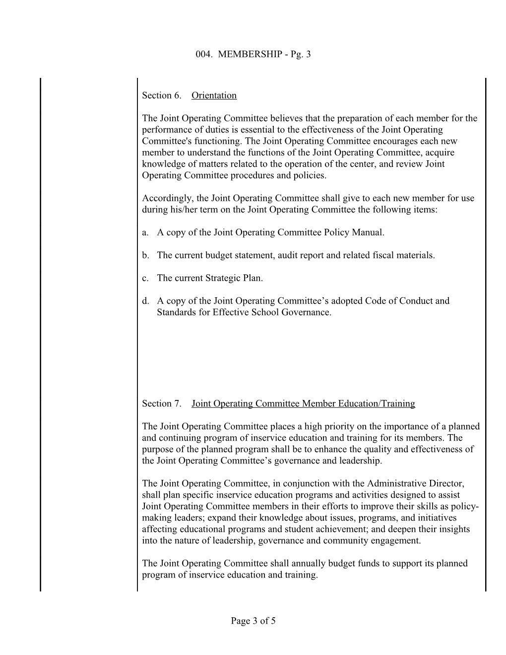 A Copy of the Joint Operating Committee Policy Manual