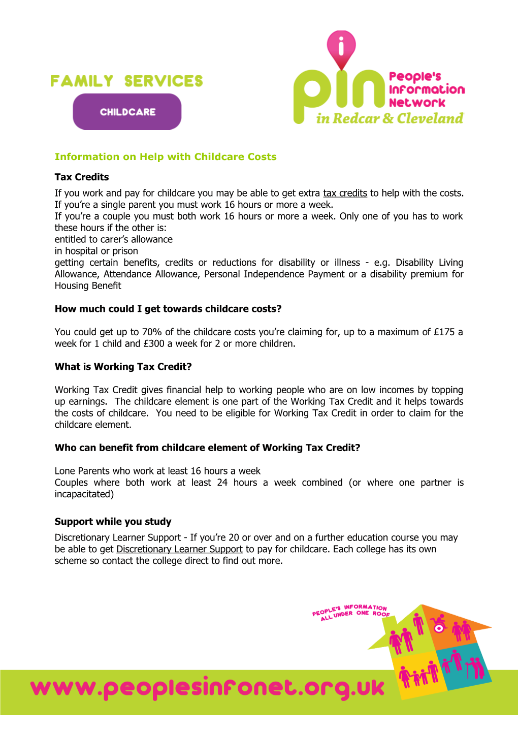 Information on Help with Childcare Costs