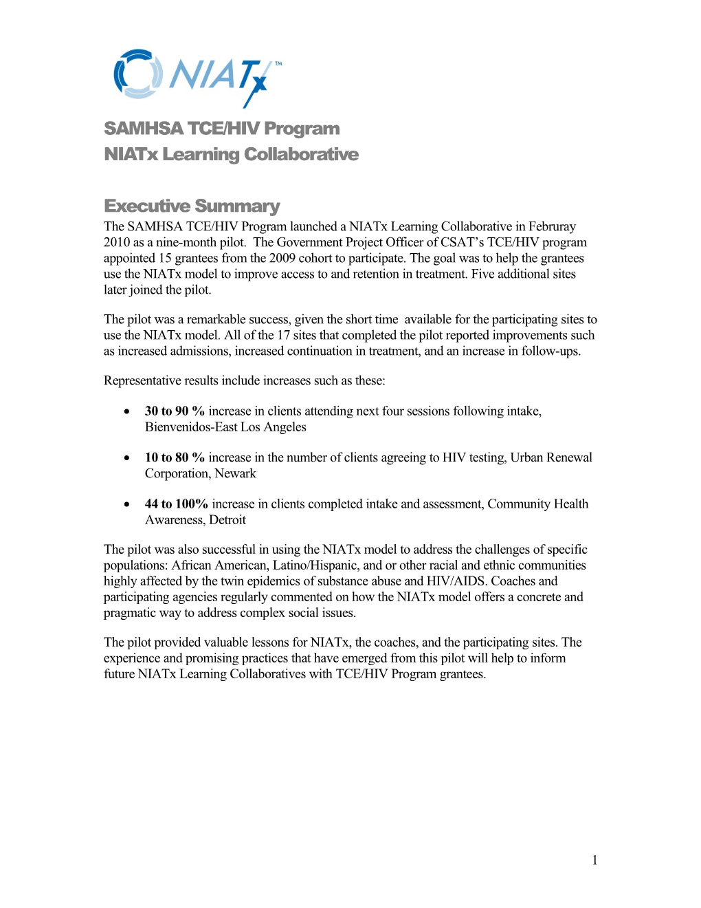 SAMHSA TCE/HIV Program