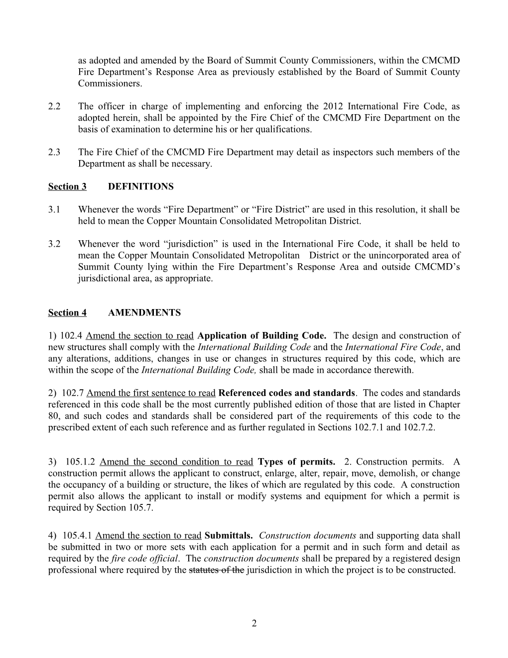 Information Packet for BOCC Consideration of the 2000 International Fire Code with Amendments
