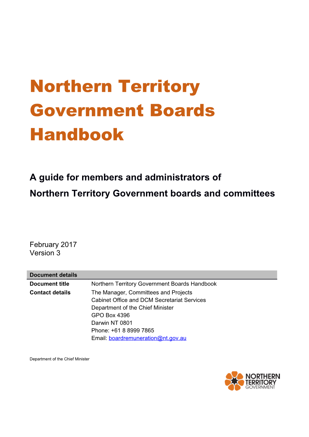 Northern Territory Government Boards Handbook
