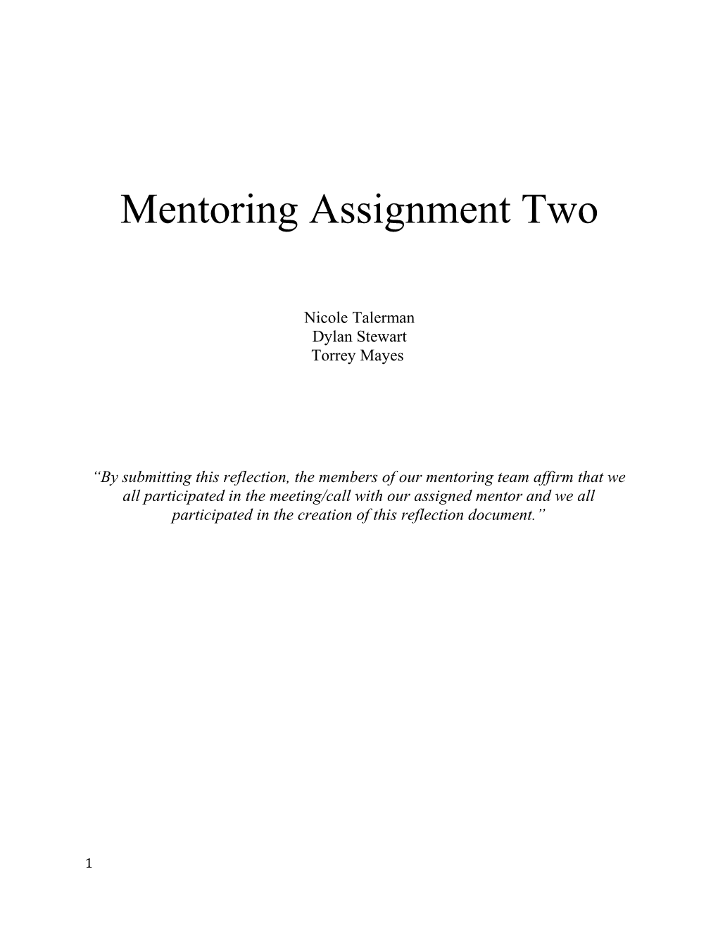 Mentoring Assignment Two