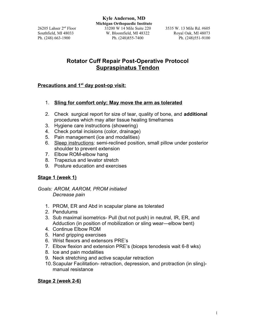 Rotator Cuff Repair Surgical Protocol
