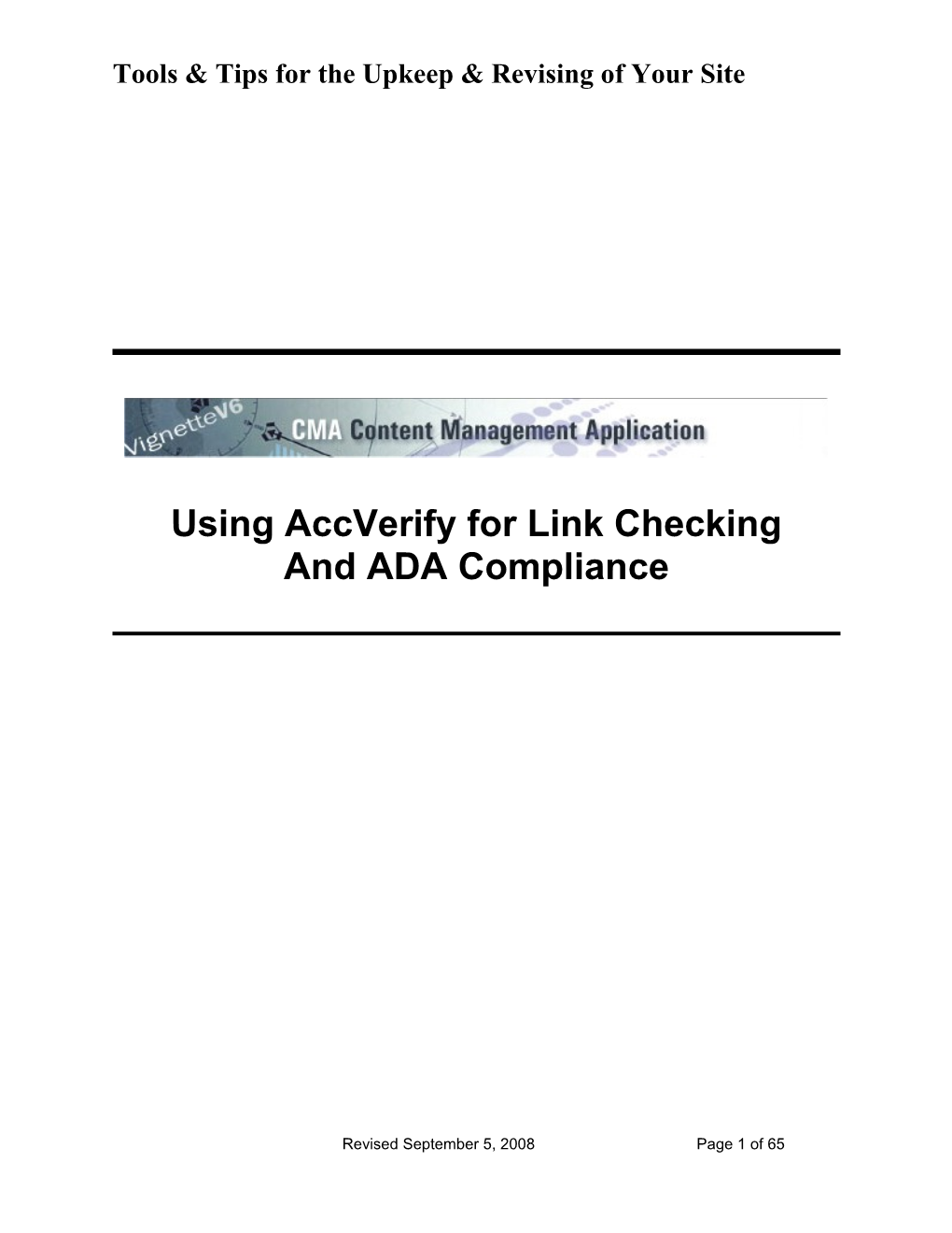 Using Accverify for Link Checking and ADA Compliance