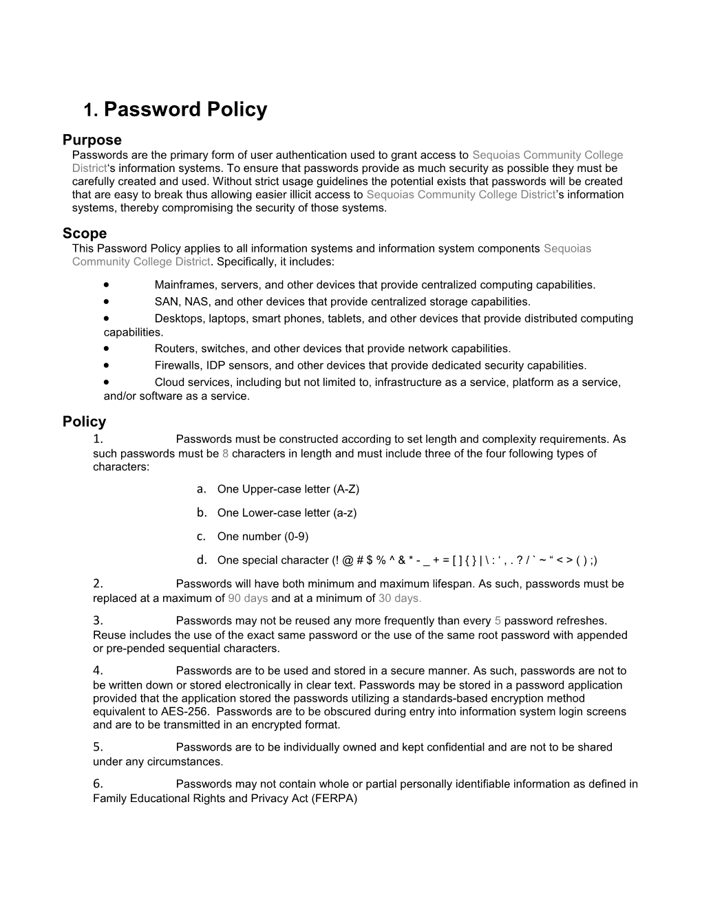 SCCD - Password Policy