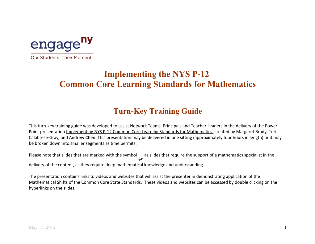 Math Toolkit Turn-Key Training Guide