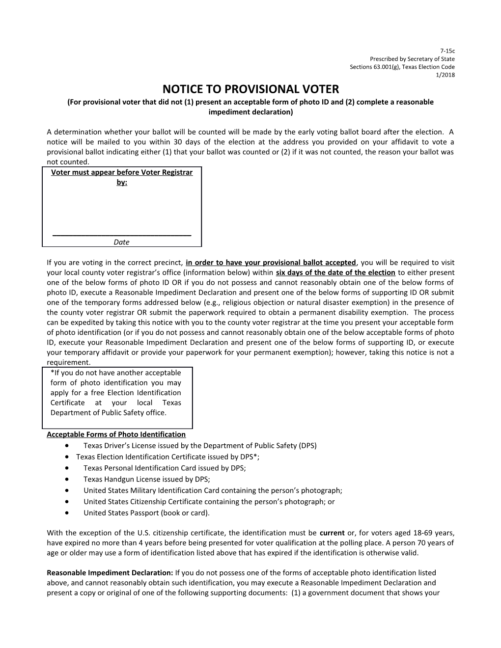 Sections 63.001(G), Texas Election Code