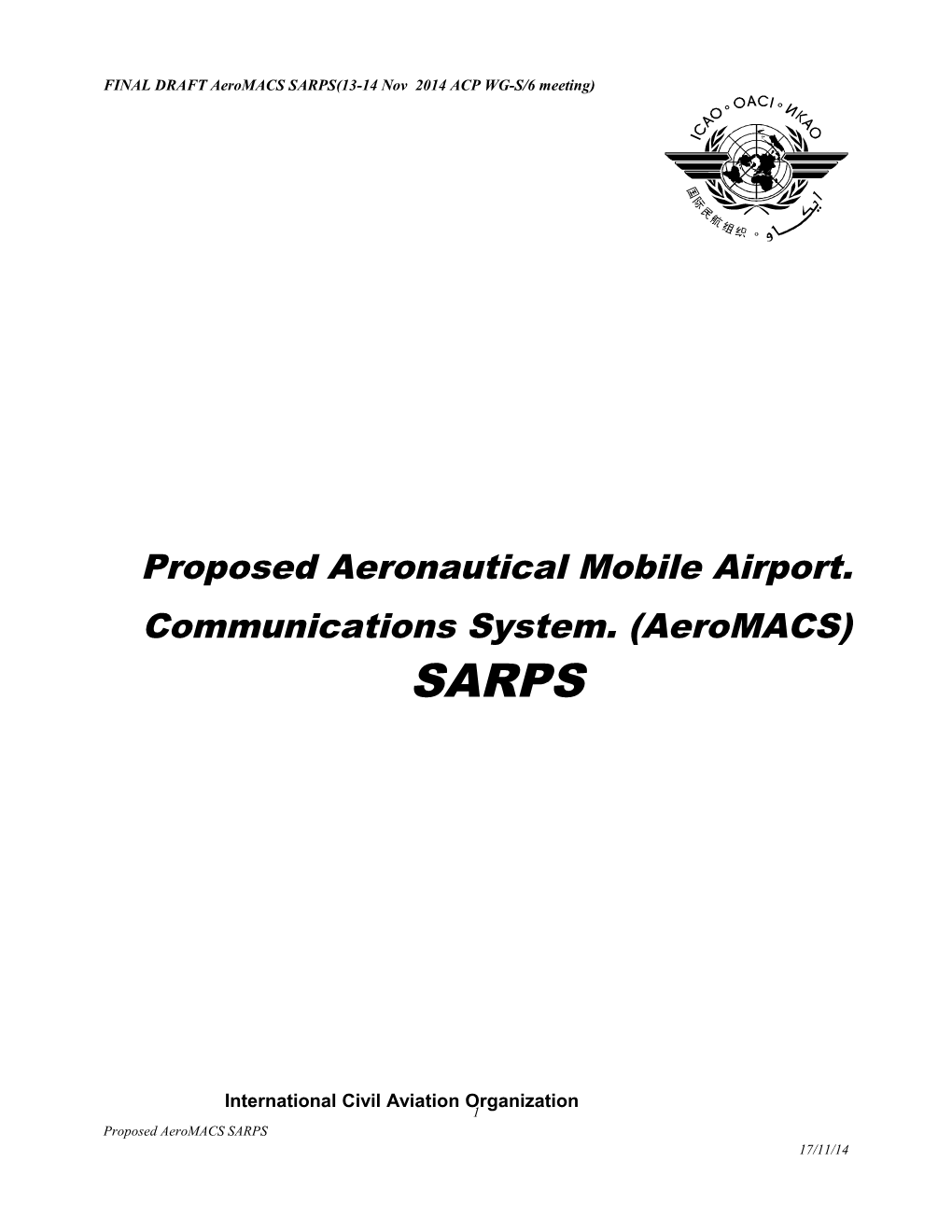 WP02R2 - Final Draft Aeromacs SARPS Outcome ACP WG S6