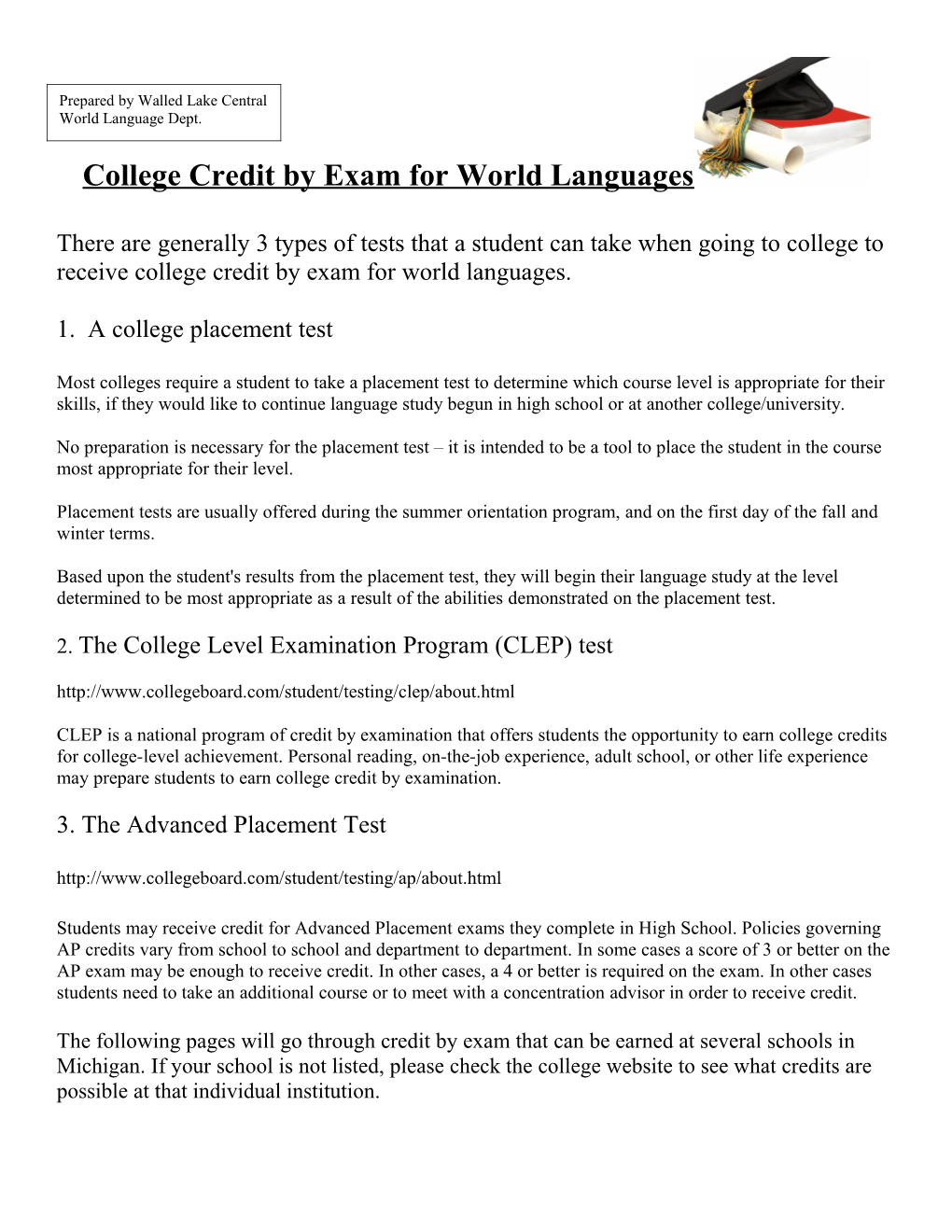 College Credit for High School Language