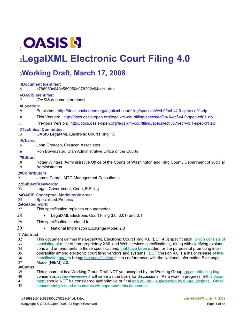 Legalxml Electronic Court Filing4.0