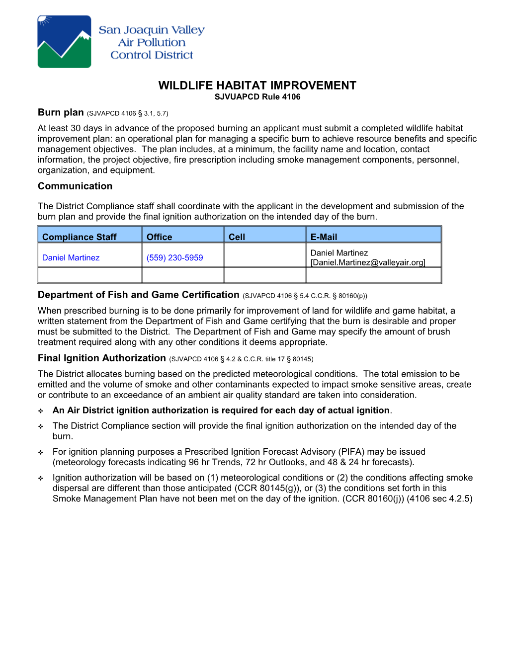 Wildlife Habitat Improvement Fire Plan