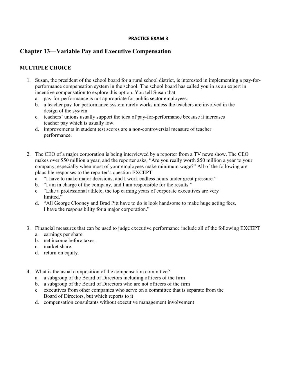 Chapter 13 Variable Pay and Executive Compensation