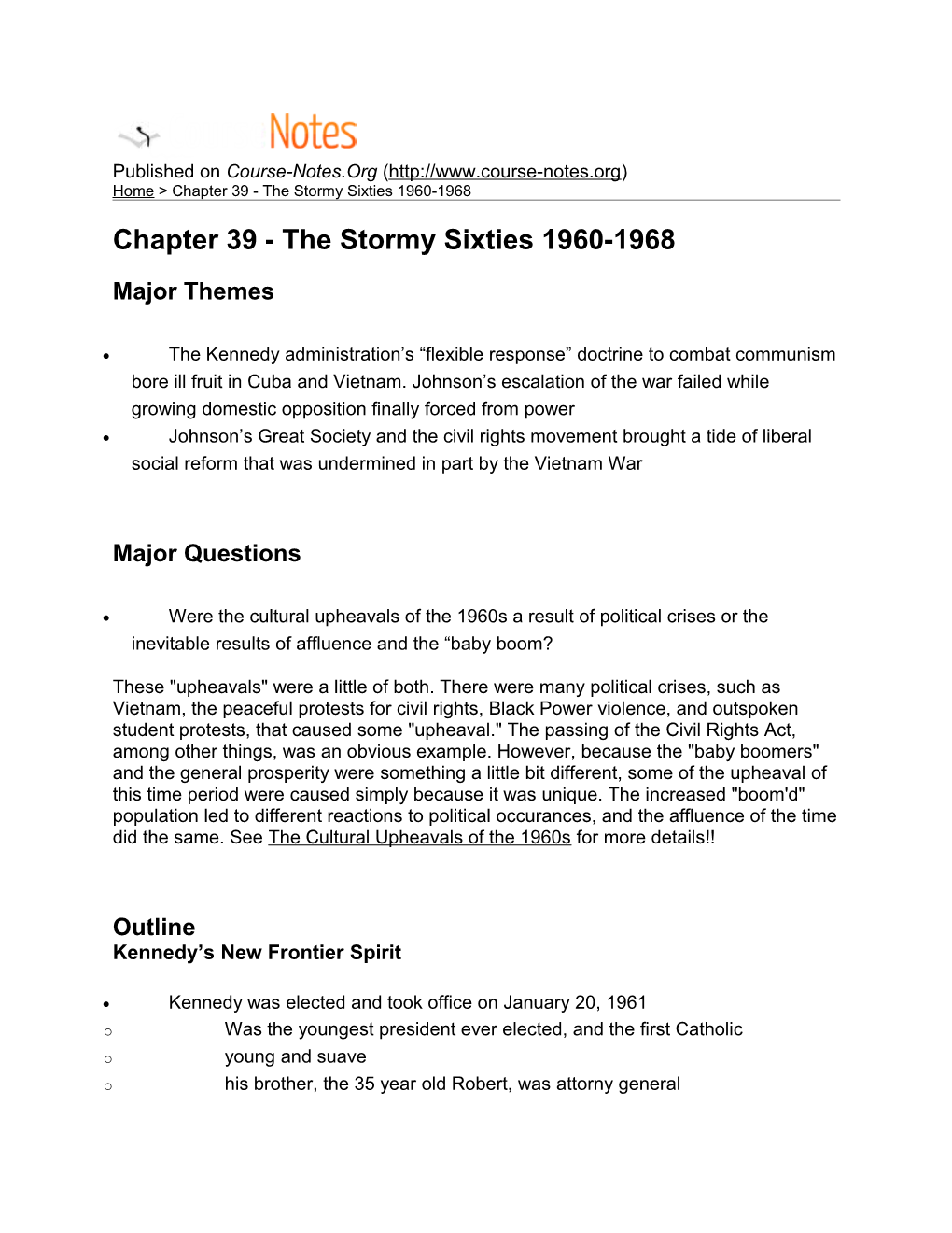 Chapter 39 - the Stormy Sixties 1960-1968
