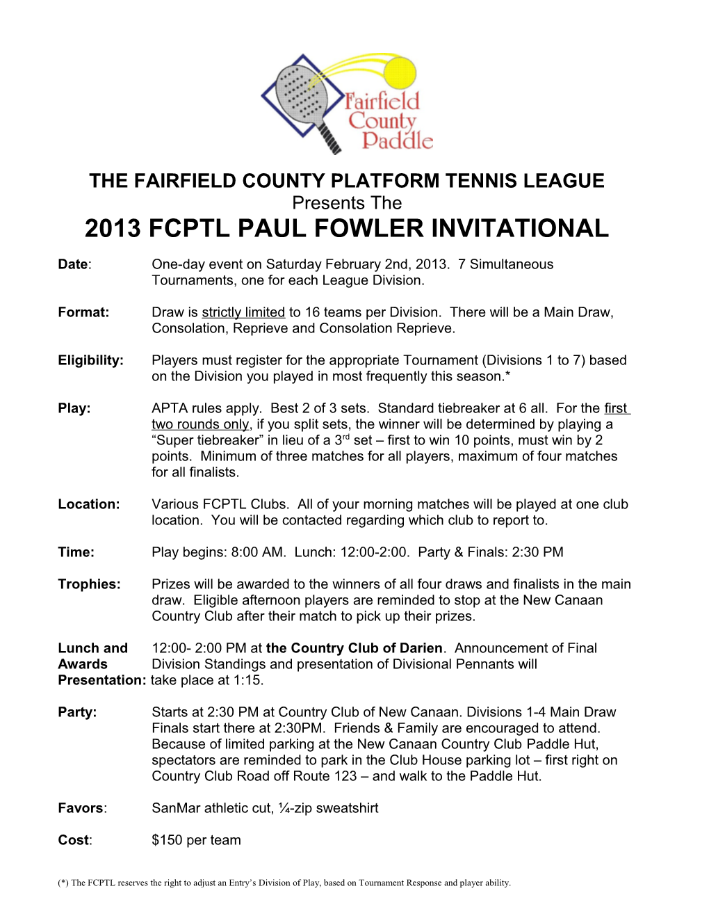 The Fairfieldcounty Platform Tennis League