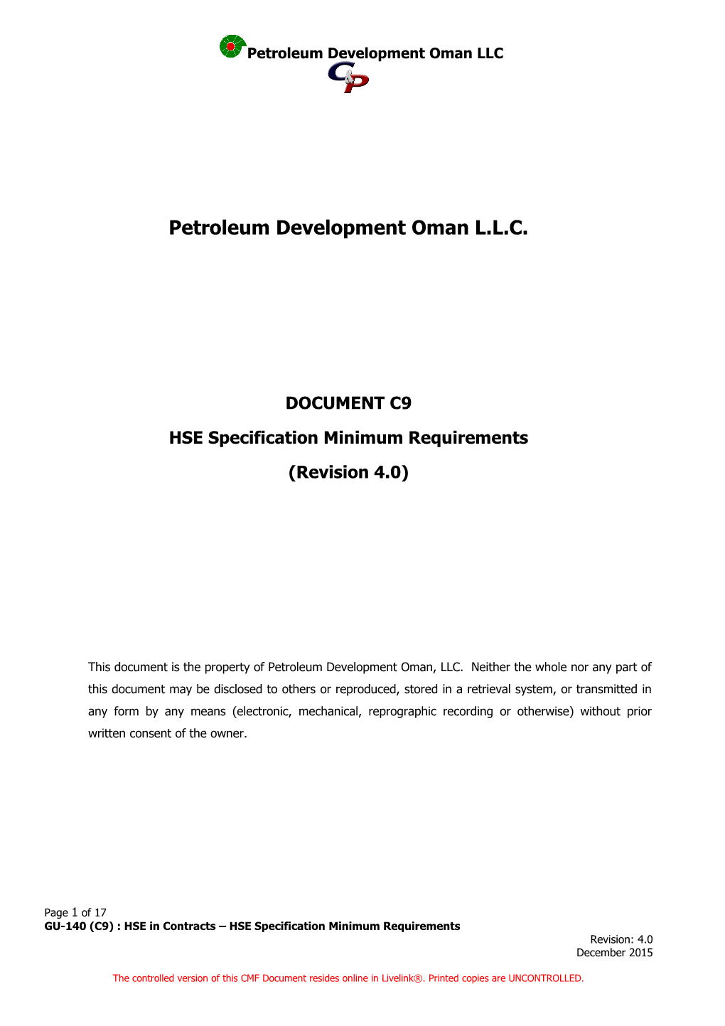 C9 HSE Specification July 2016 FPM