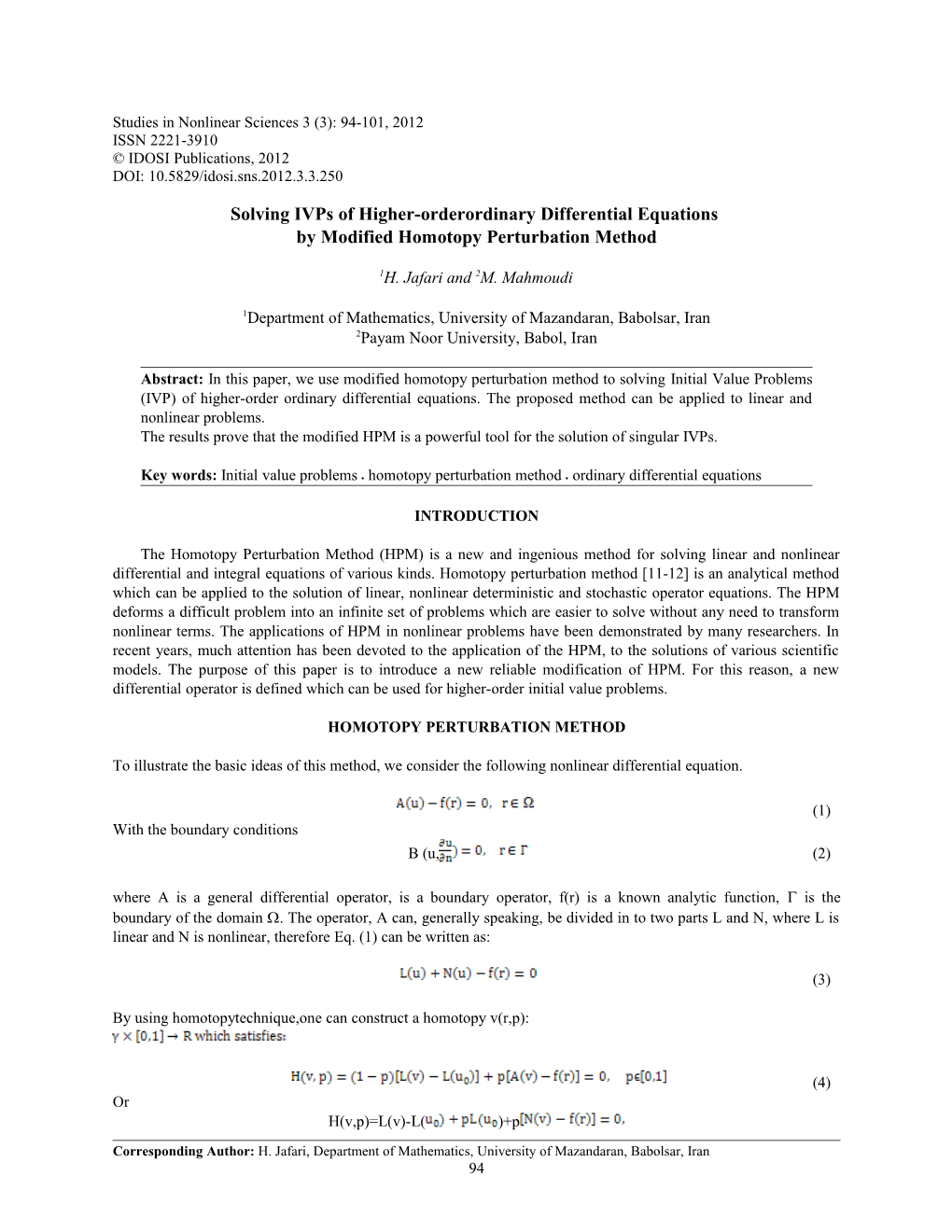 Solving Ivps of Higher-Orderordinary Differential Equations