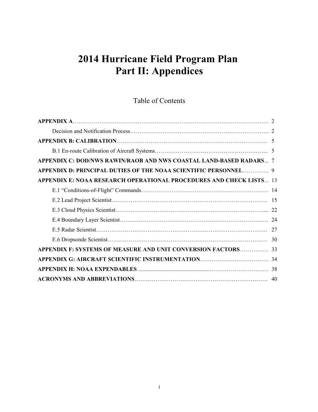 2014Hurricane Field Program Plan