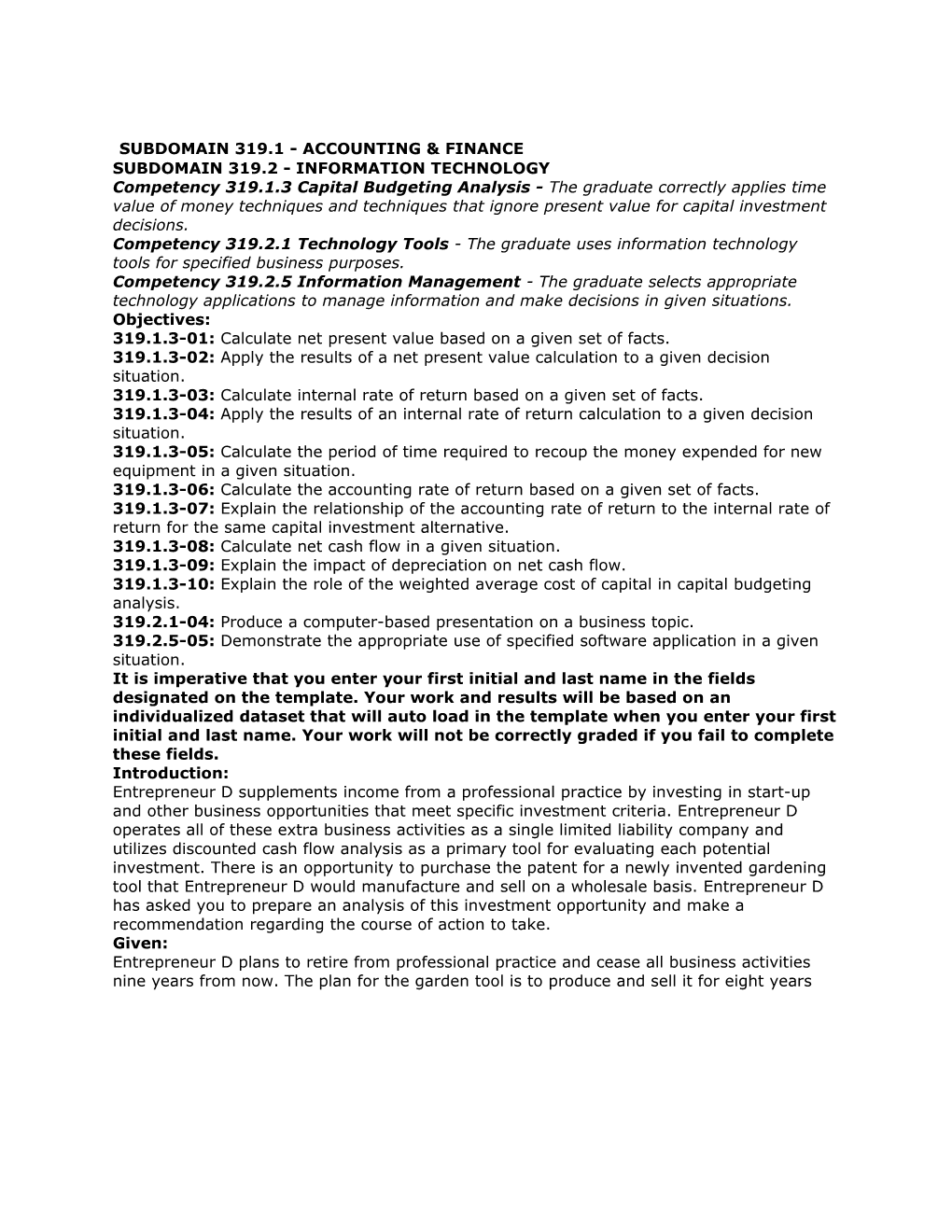 Subdomain 319.2 - Information Technology