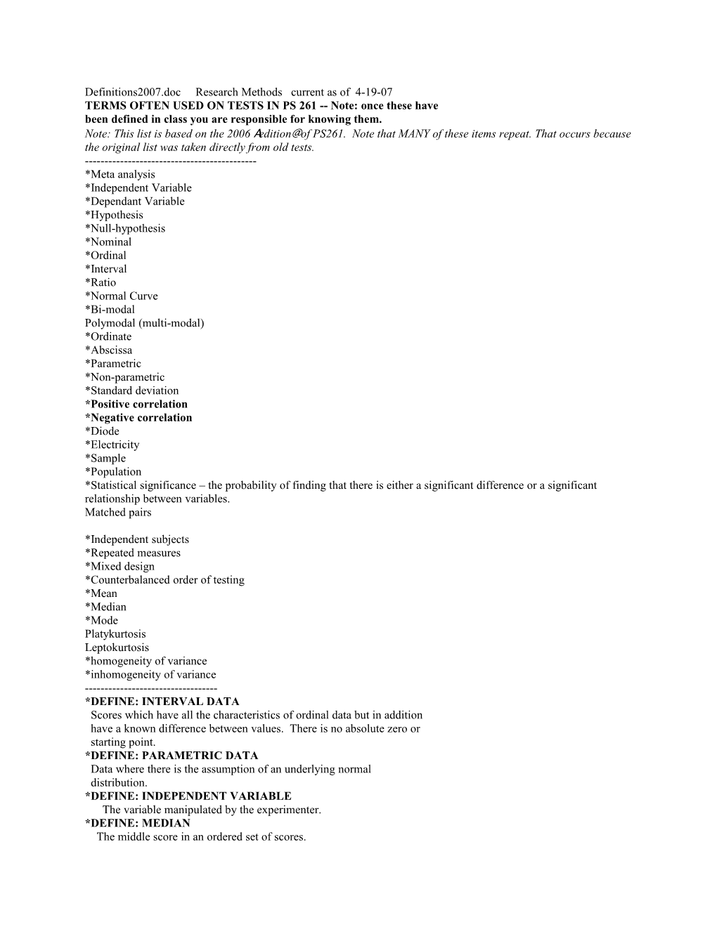 Definitions 2005 Research Methods