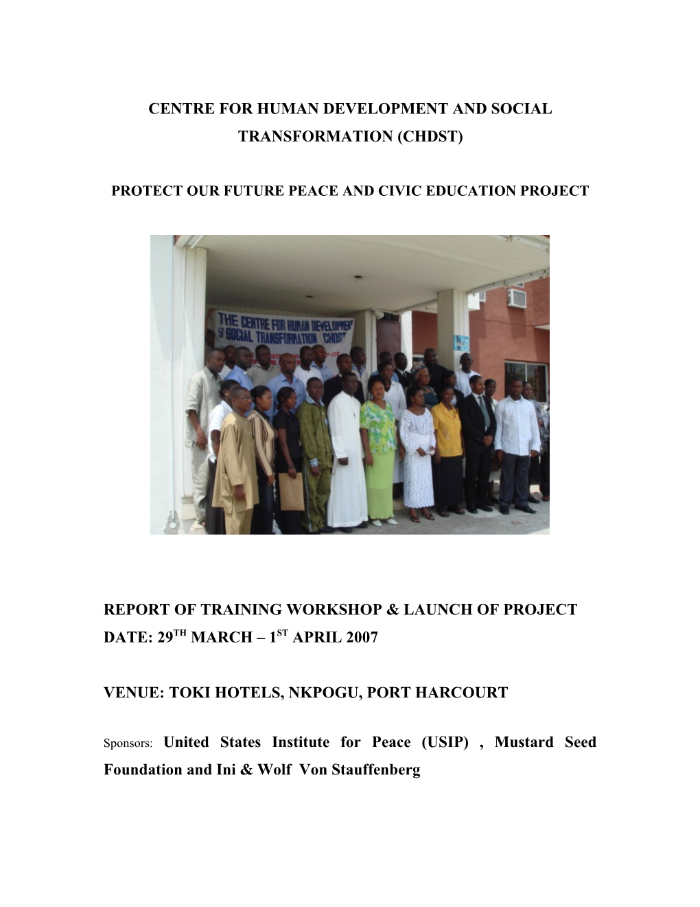 Centre for Human Development and Social Transformation (Chdst)