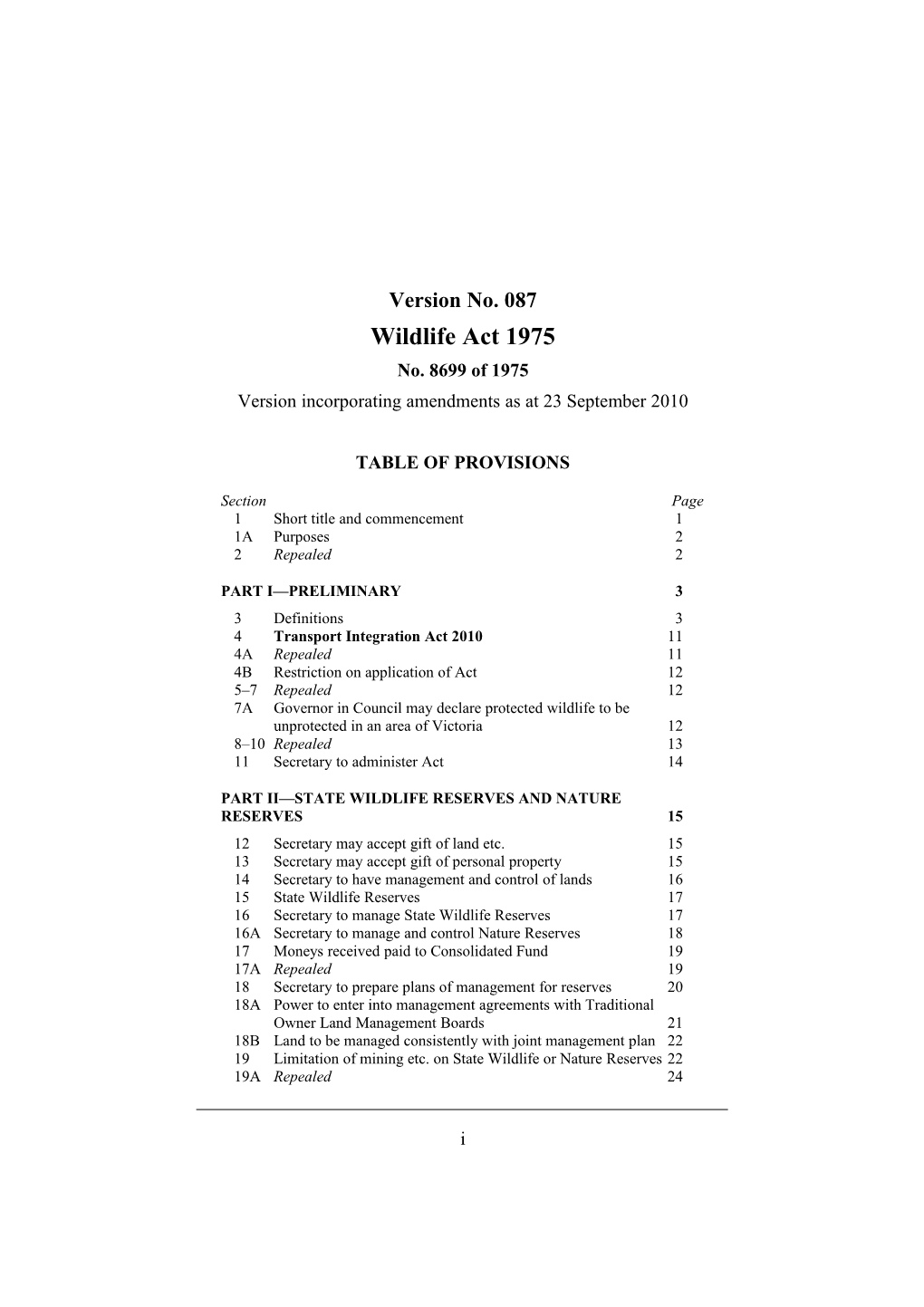 Version Incorporating Amendments As at 23 September 2010