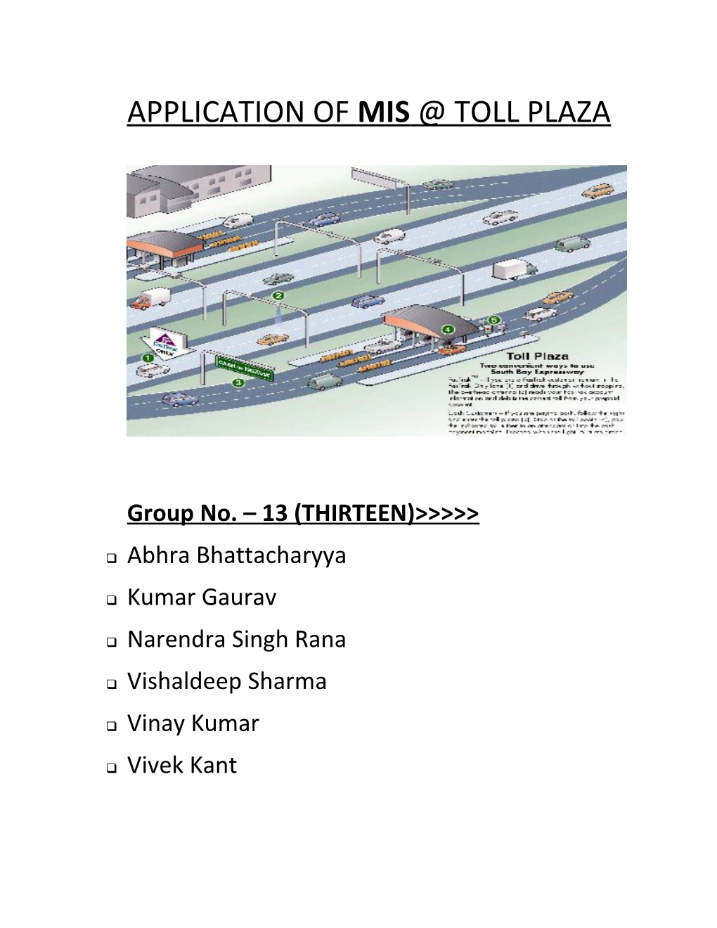 Application of Mis Toll Plaza