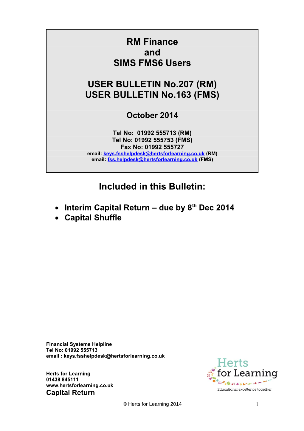 USER BULLETIN No.207 (RM)