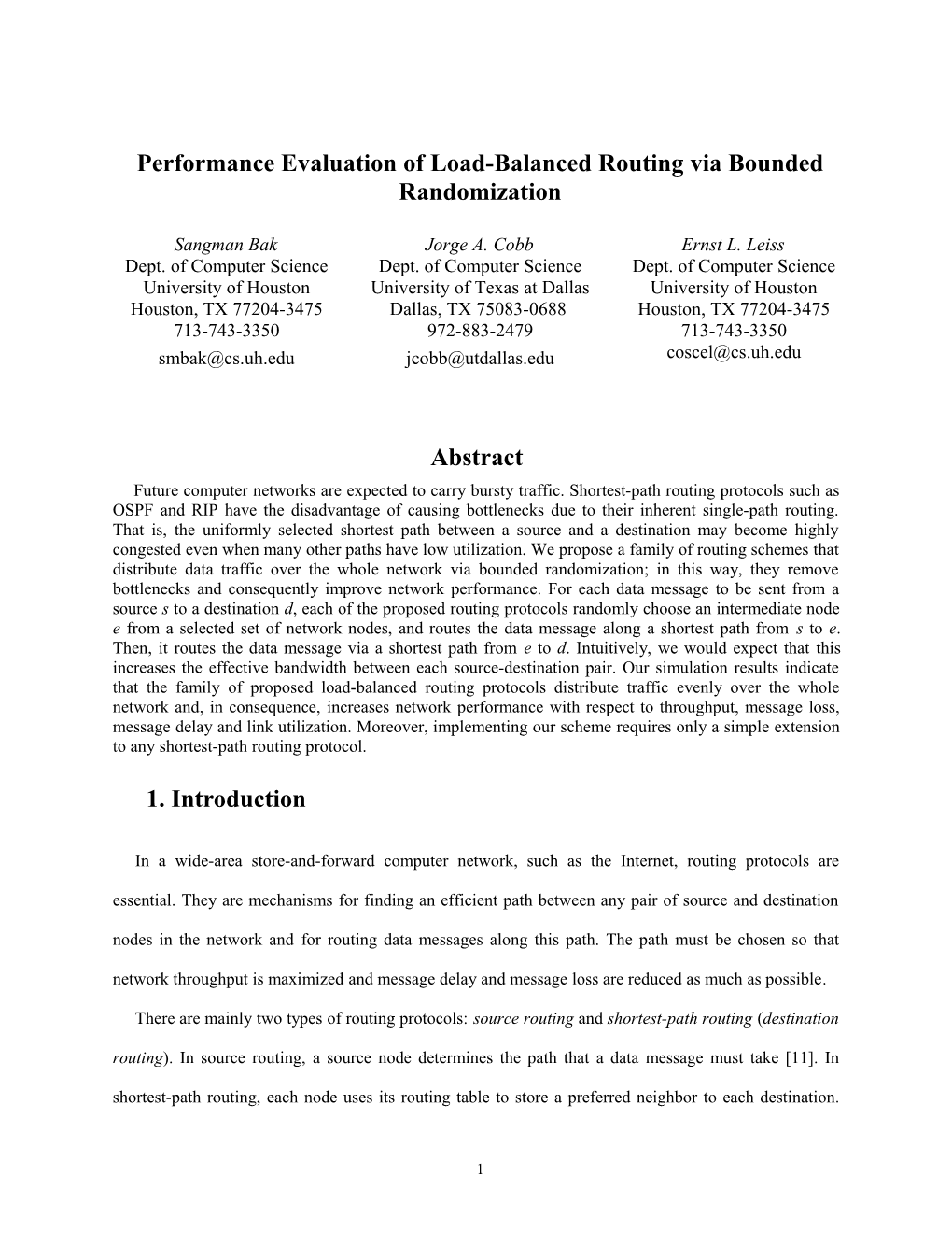 Load-Balanced Routing Via Bounded Randomization
