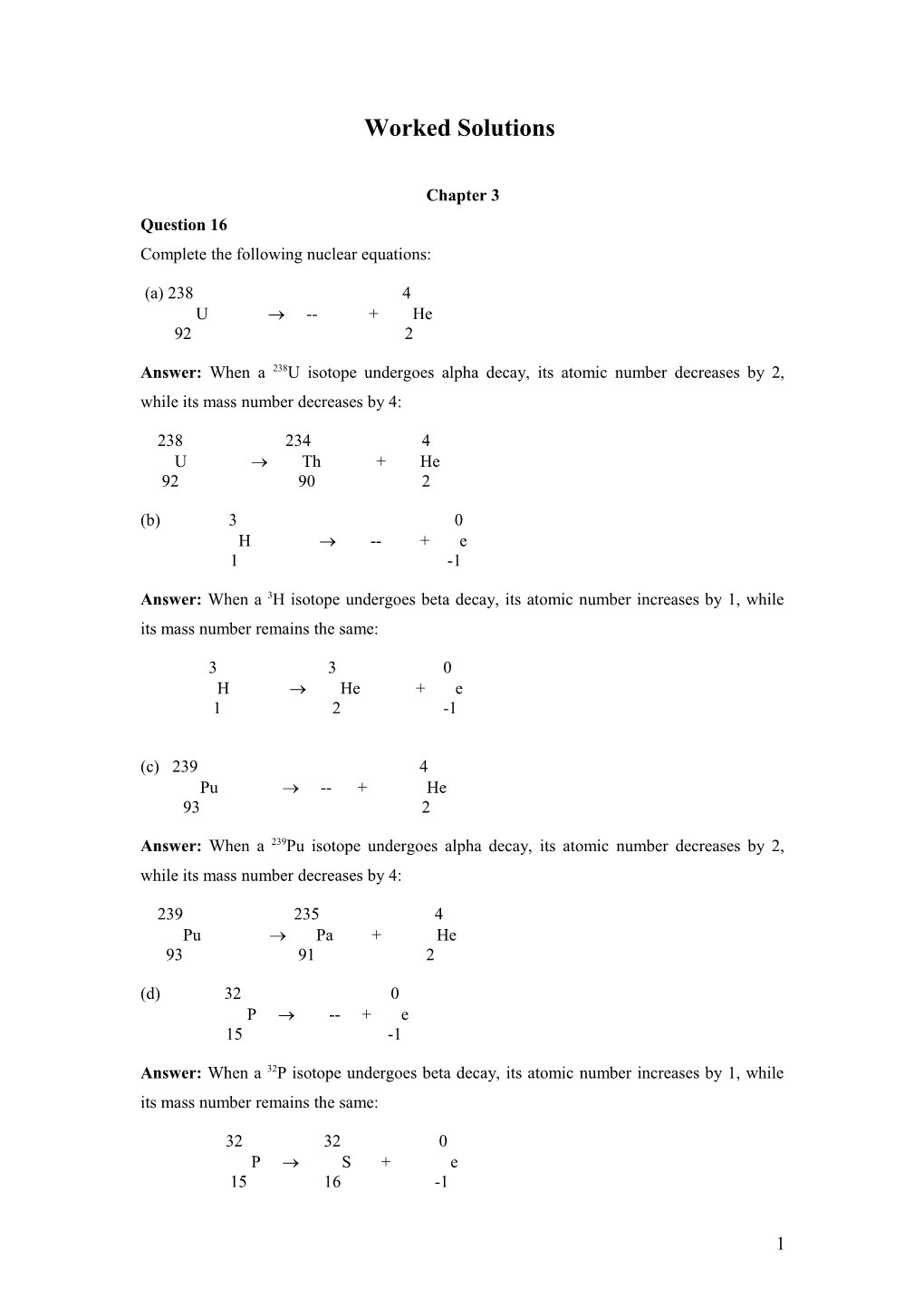 Complete the Following Nuclear Equations