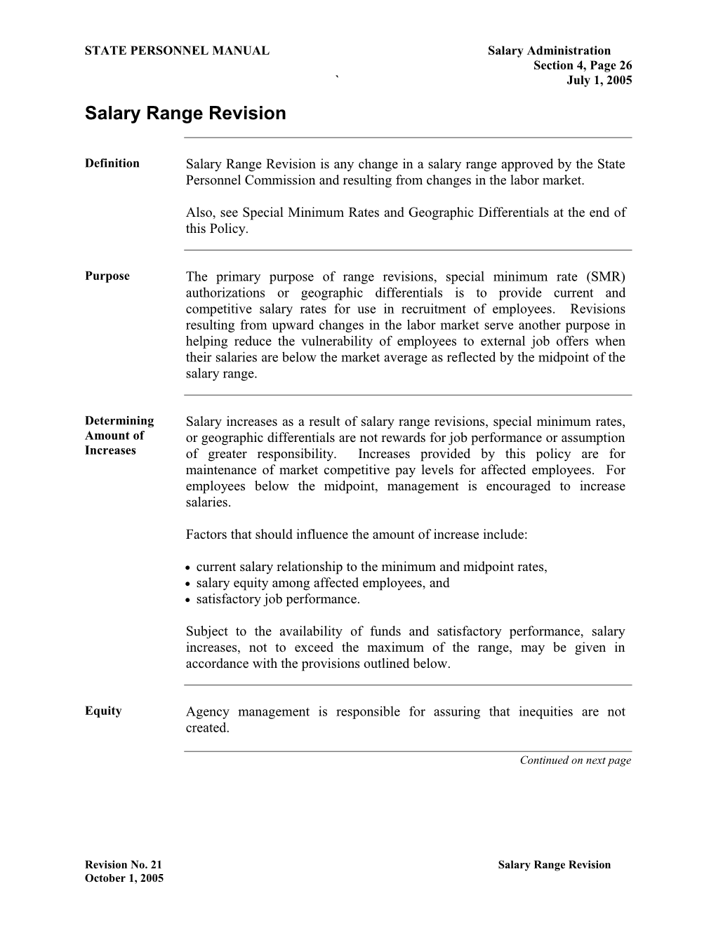 Salary Range Revision