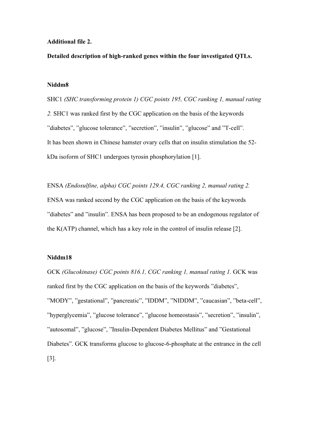 Detailed Description of High-Ranked Genes Within the Four Investigated Qtls